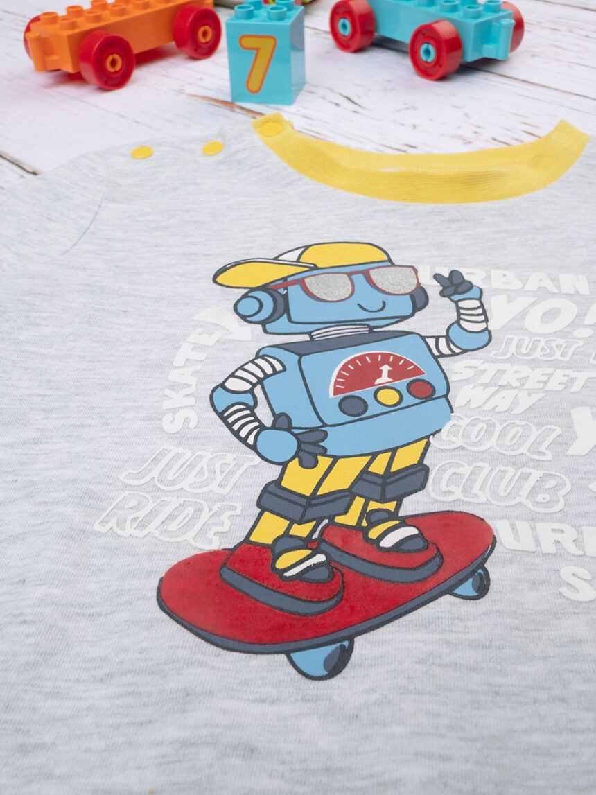 βρεφική πιτζάμα γκρι με ρομπότ για αγόρι - Prénatal