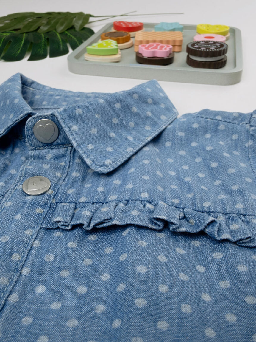 παιδικό τζιν πουκάμισο μπλε πουά για κορίτσι - Prénatal