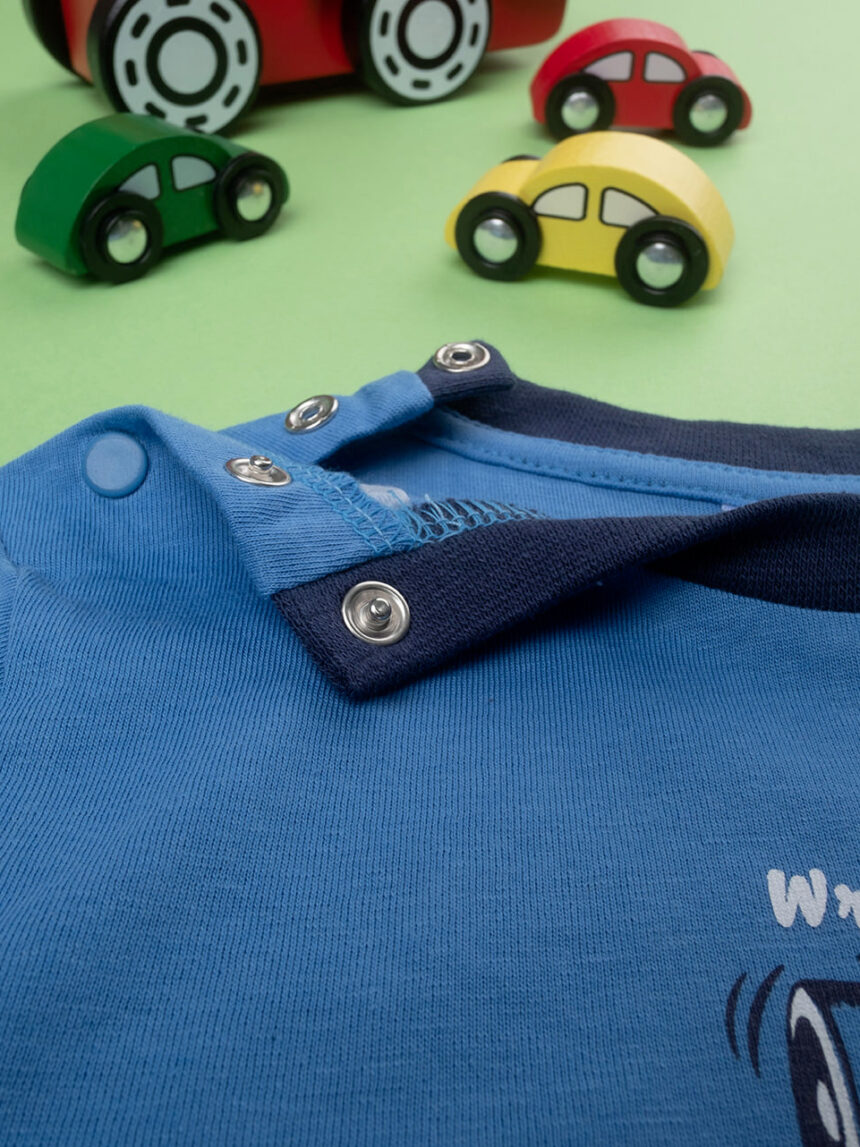 βρεφική πιτζάμα μπλε με αγωνιστικά αυτοκίνητα για αγόρι - Prénatal