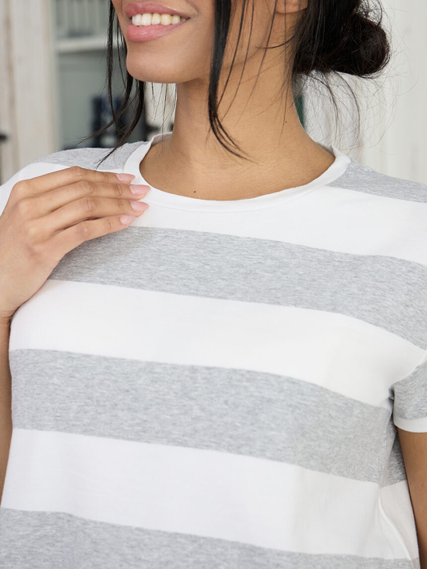 γυναικείο t-shirt εγκυμοσύνης ριγέ γκρι/λευκό - Prénatal