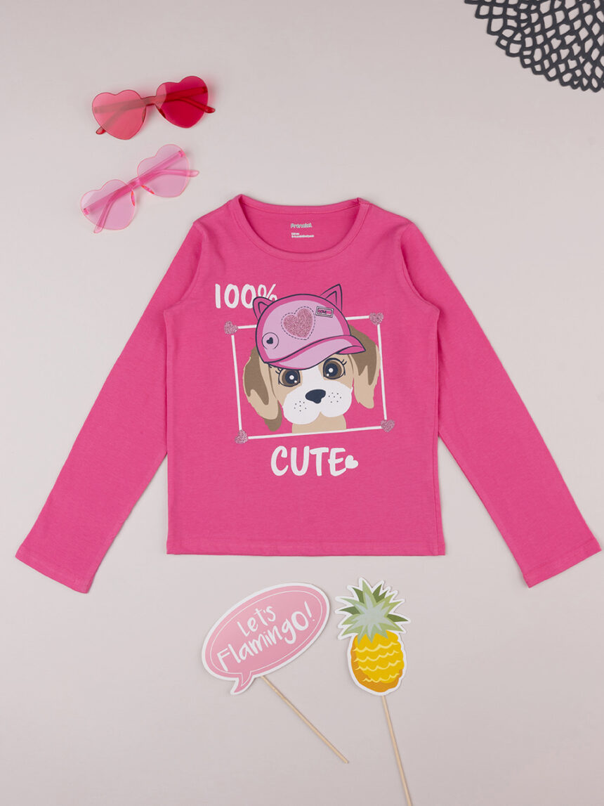 παιδική μπλούζα φούξια με σκυλάκι για κορίτσι - Prénatal