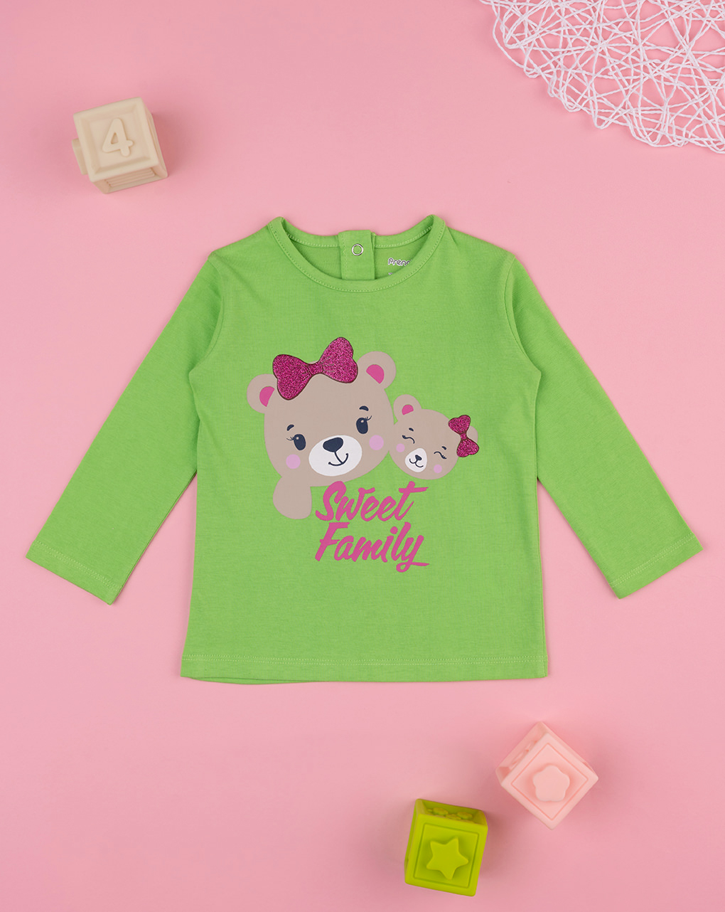 βρεφική μπλούζα πράσινη με αρκουδάκια για κορίτσι - Prénatal