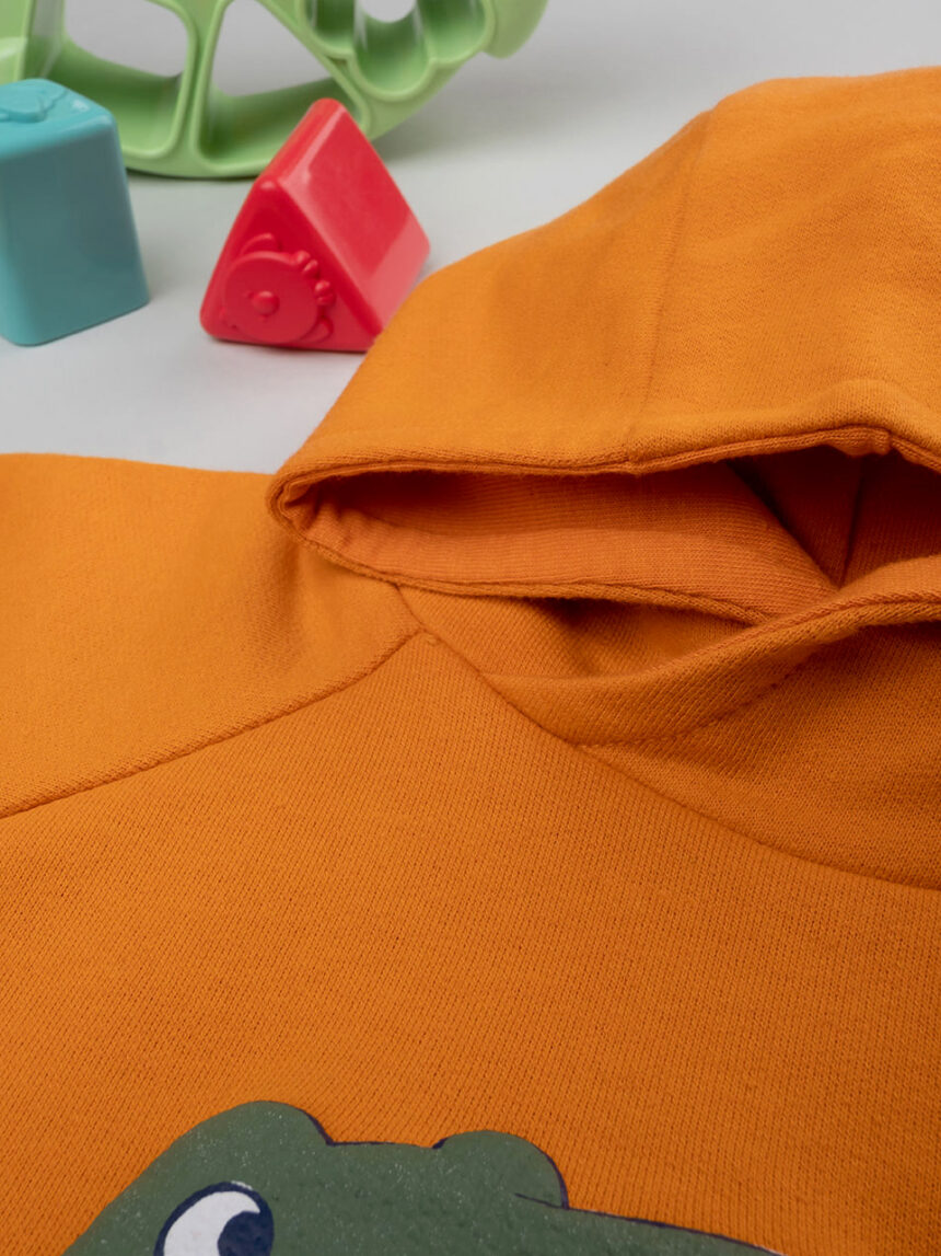βρεφική μπλούζα φούτερ πορτοκαλί με δεινόσαυρο για αγόρι - Prénatal