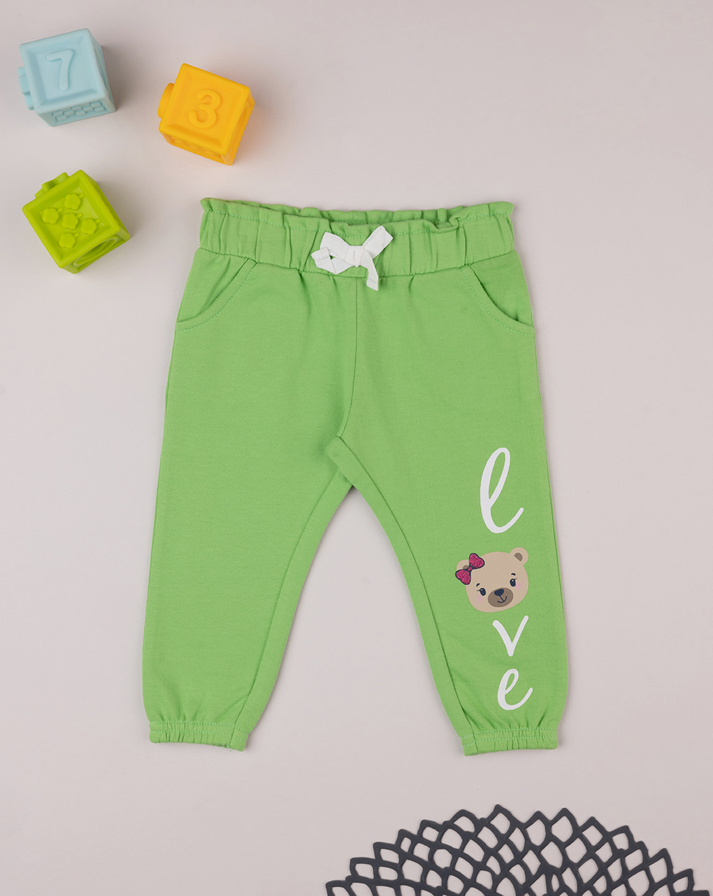 βρεφικό παντελόνι φόρμας πράσινο με αρκουδάκια για κορίτσι