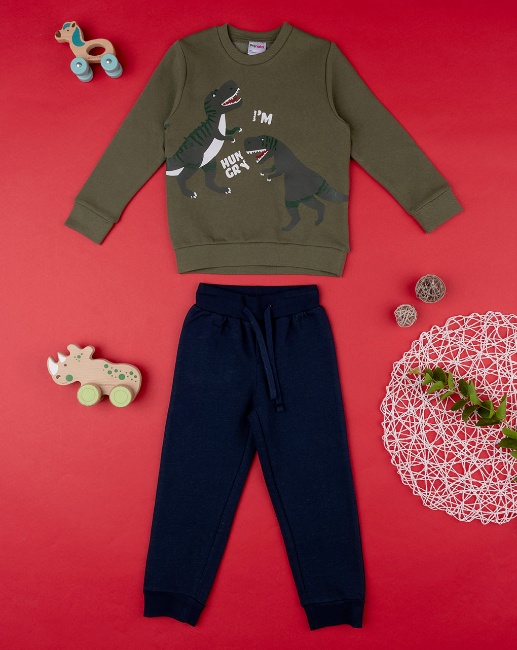 παιδικό σετ μπλούζα φούτερ και φόρμα με δεινόσαυρους για αγόρι