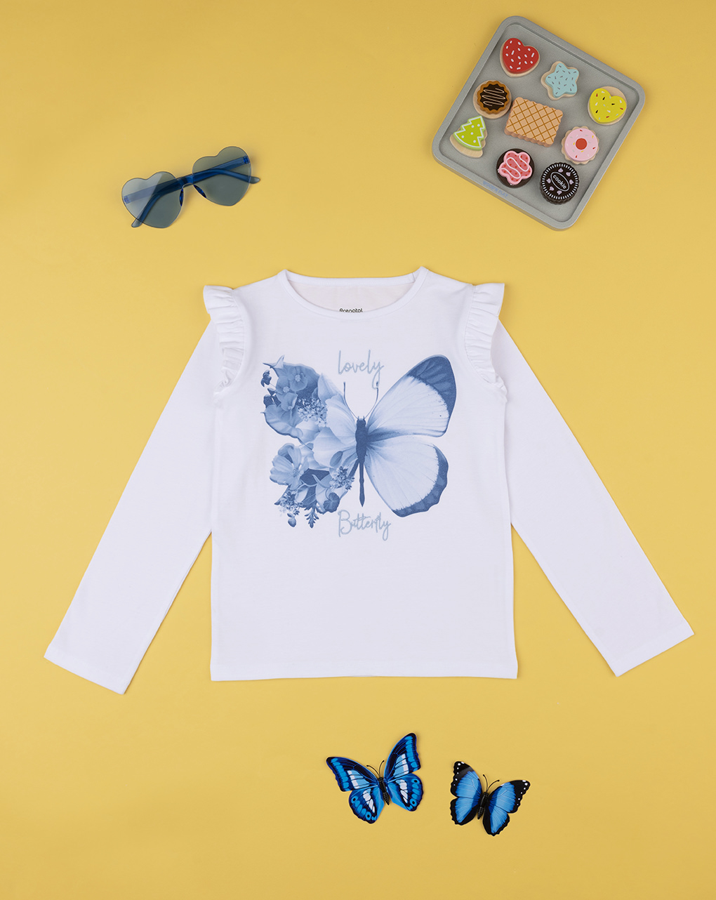 παιδική μπλούζα λευκή με πεταλούδα για κορίτσι - Prénatal