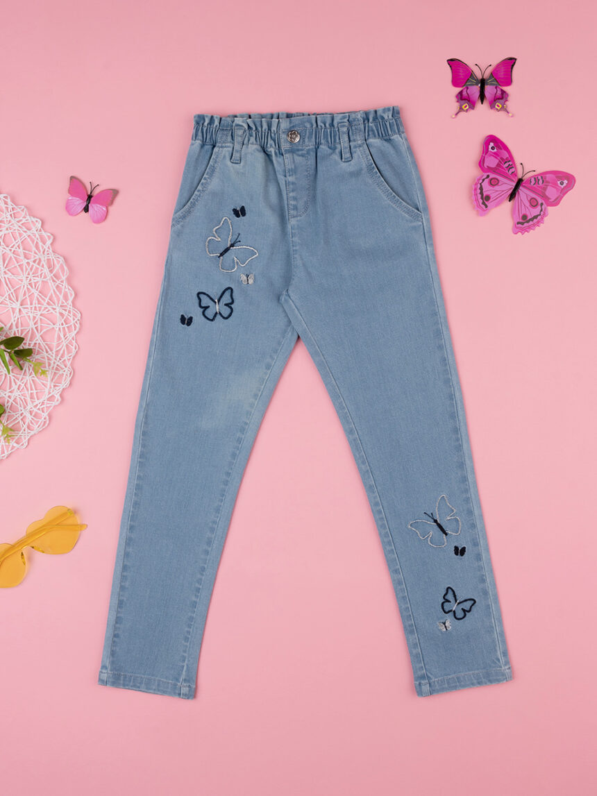 παιδικό τζιν παντελόνι με πεταλούδες για κορίτσι - Prénatal