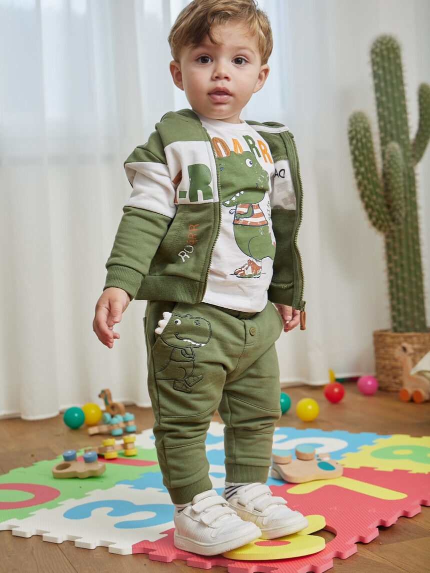 βρεφικό παντελόνι φόρμας χακί με δεινόσαυρο για αγόρι - Prénatal