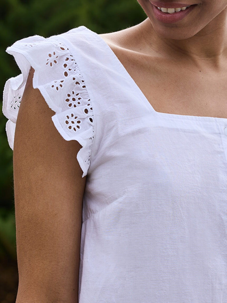 γυναικεία μπλούζα εγκυμοσύνης/θηλασμού λευκή με δαντέλα sangallo - Prénatal