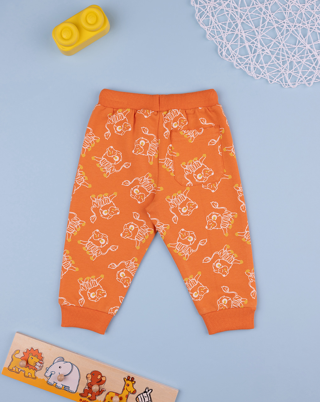 βρεφικό παντελόνι φόρμας πορτοκαλί με λιοντάρια για αγόρι - Prénatal