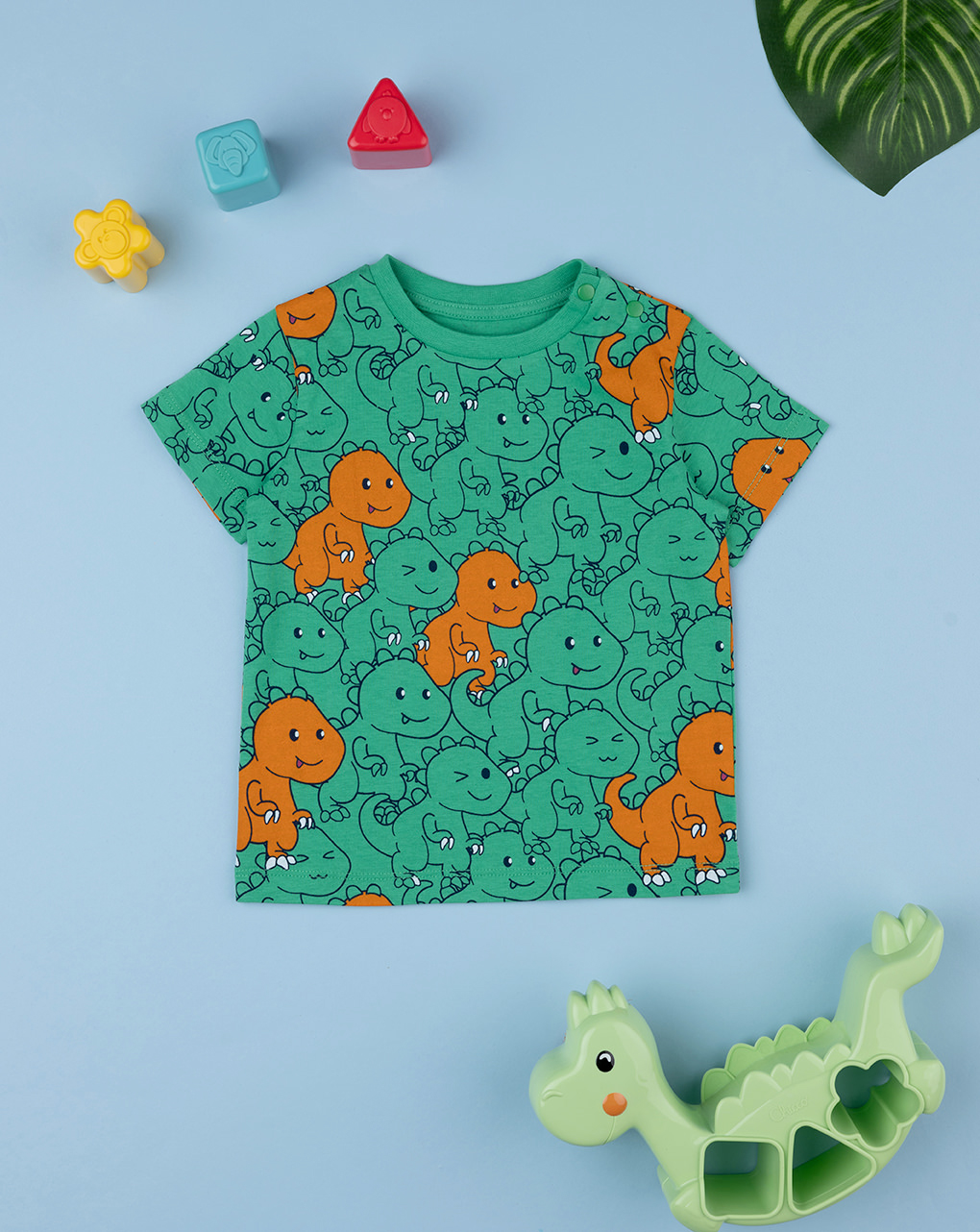 βρεφικό t-shirt πράσινο με δεινοσαυράκια για αγόρι - Prénatal