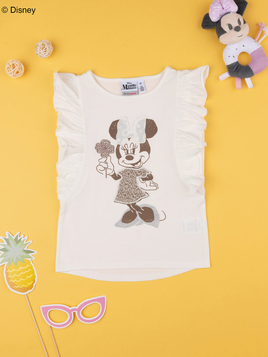 παιδικό t-shirt κρεμ με τη minnie για κορίτσι - Prénatal