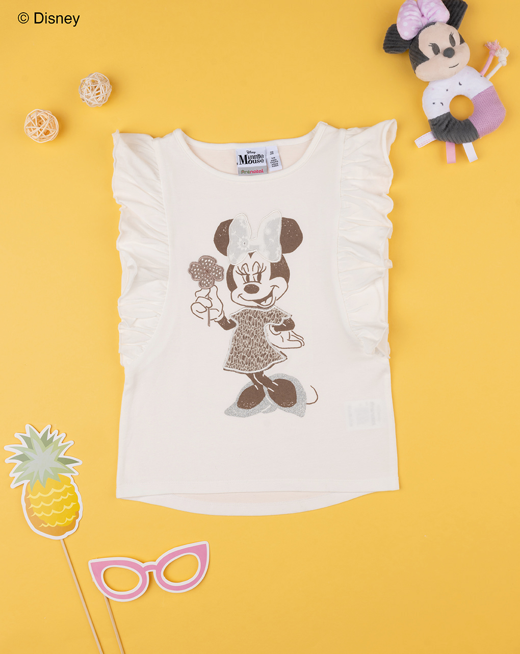 παιδικό t-shirt κρεμ με τη minnie για κορίτσι - Prénatal