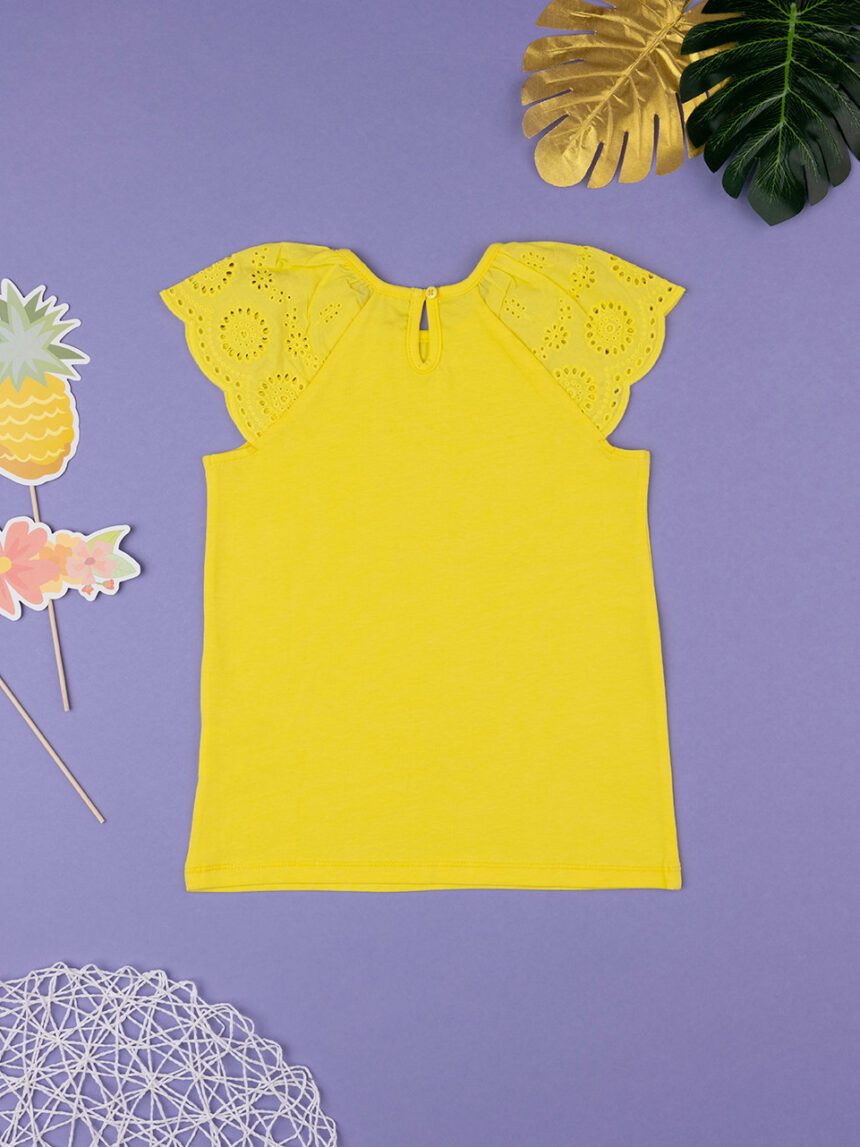 παιδικό t-shirt κίτρινο με δαντέλα sangallo για κορίτσι - Prénatal