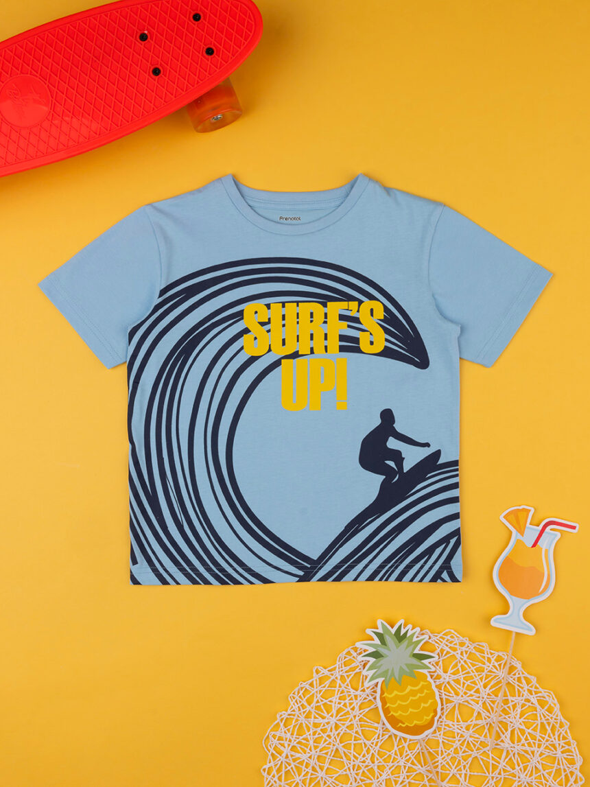 παιδικό t-shirt γαλάζιο surf's up για αγόρι - Prénatal