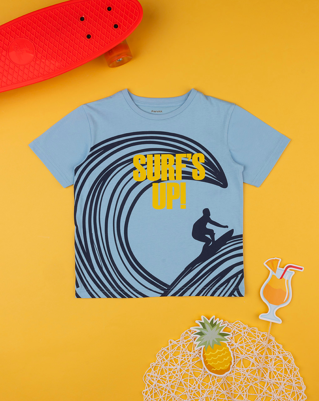 παιδικό t-shirt γαλάζιο surf's up για αγόρι - Prénatal