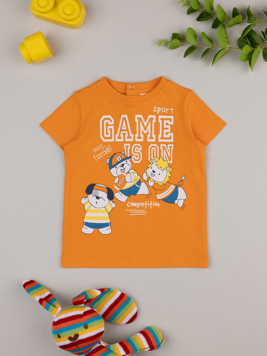 βρεφικό t-shirt πορτοκαλί game on για αγόρι - Prénatal