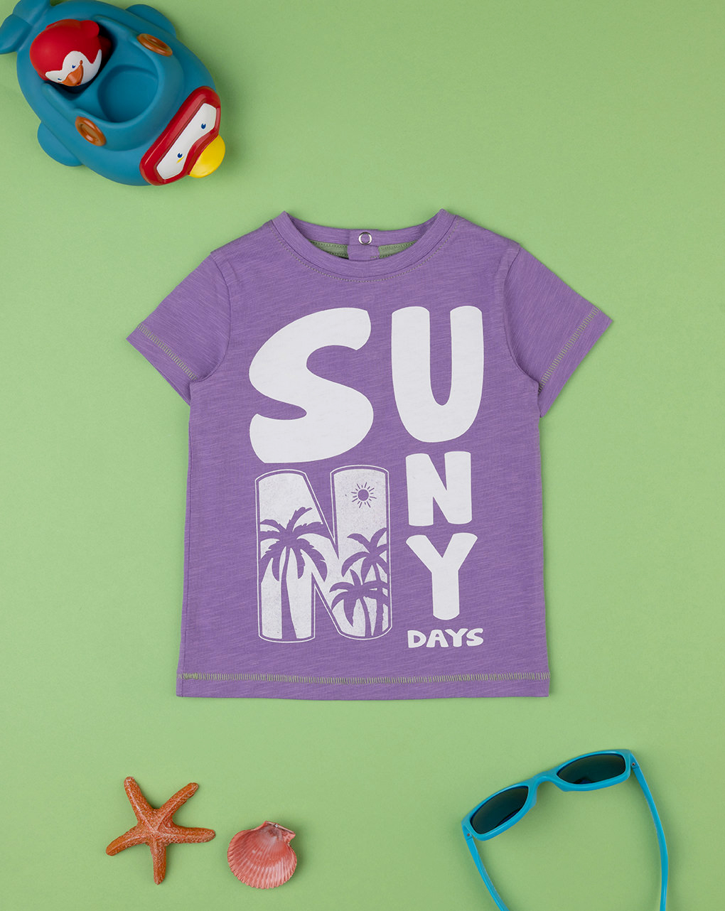 βρεφικό t-shirt λιλά sunny days για αγόρι - Prénatal