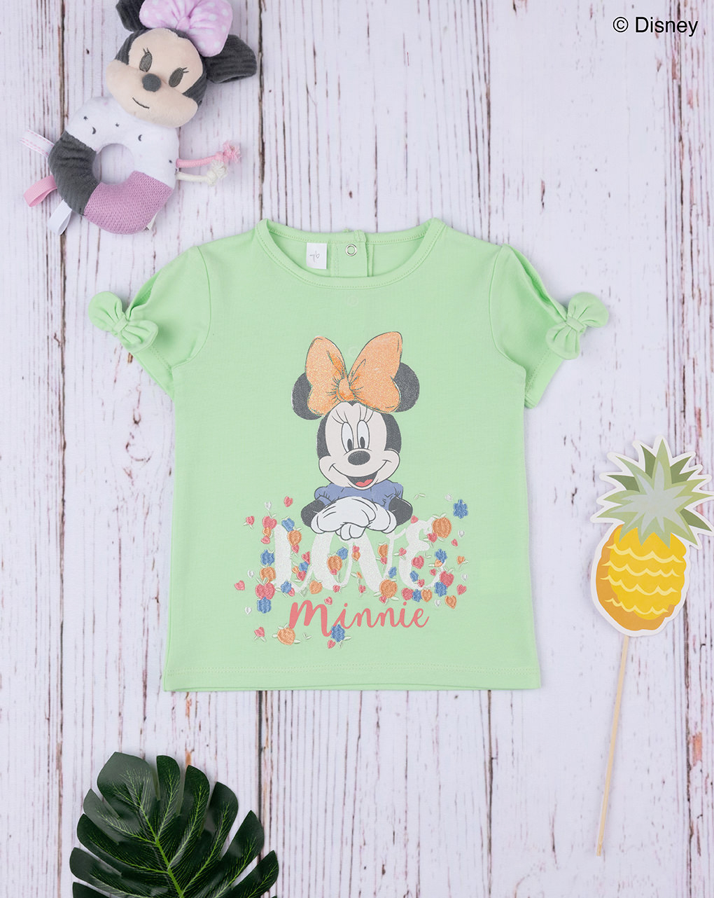 βρεφικό t-shirt πράσινο με τη minnie για κορίτσι - Prénatal