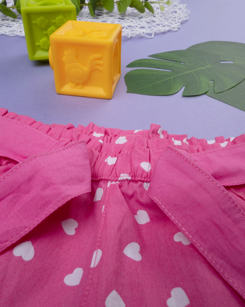 βρεφικό σορτσάκι φούξια ποπλίνα με καρδούλες για κορίτσι - Prénatal