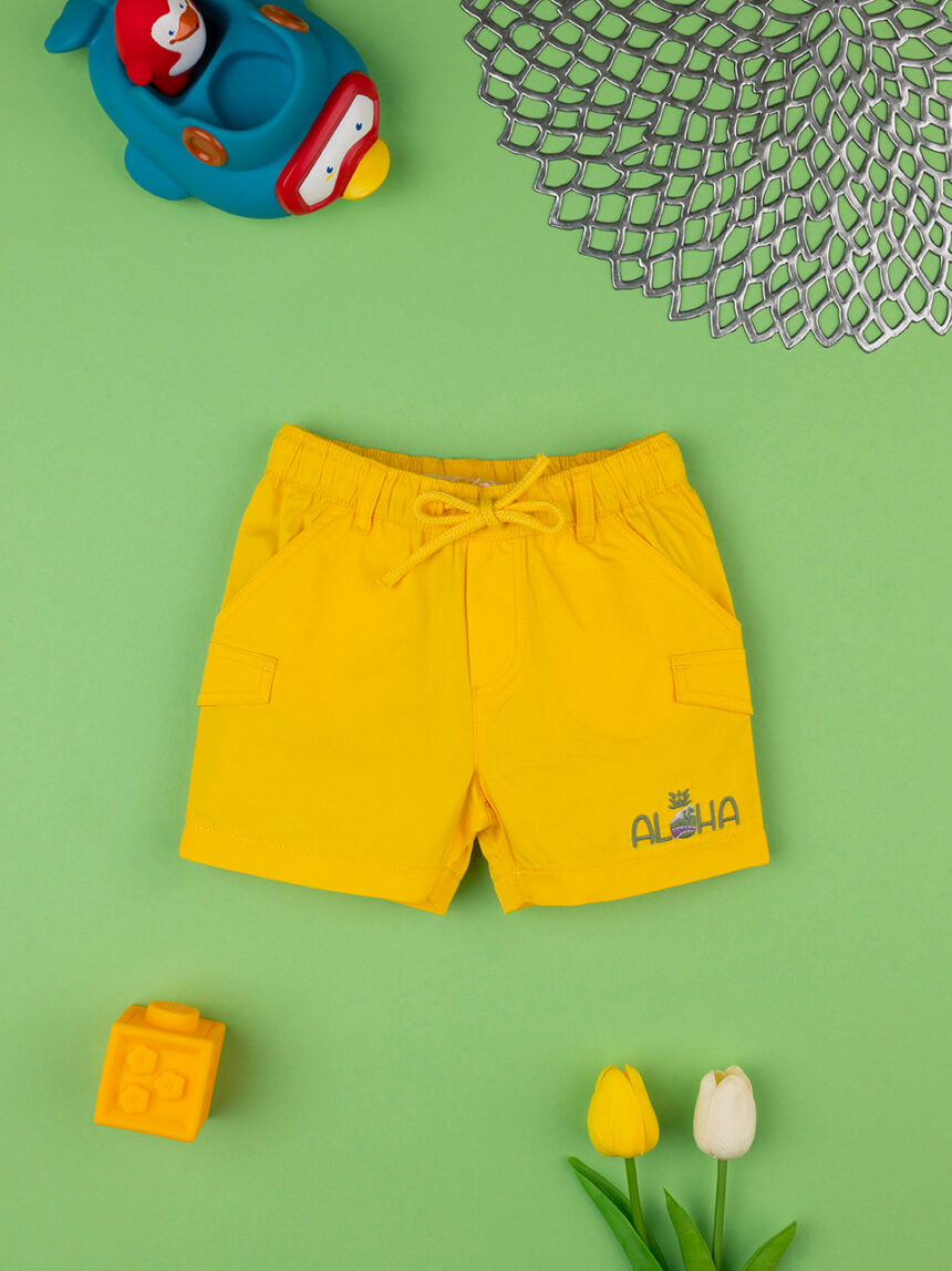 βρεφικό σορτσάκι ποπλίνα κίτρινο aloha για αγόρι - Prénatal