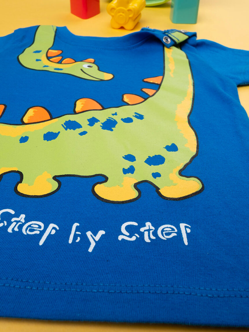 βρεφικό t-shirt μπλε με δεινόσαυρο για αγόρι - Prénatal