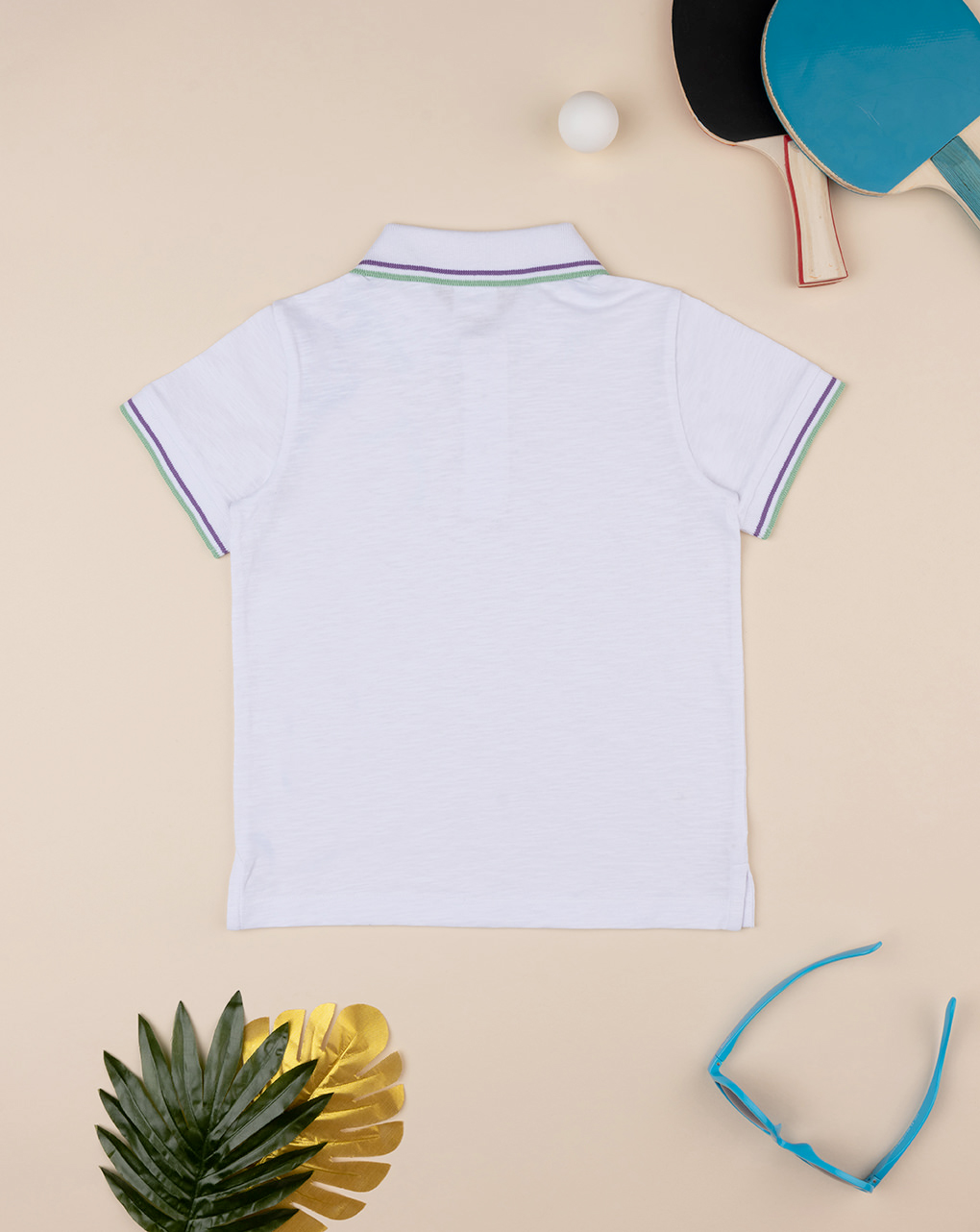 παιδικό t-shirt πόλο λευκό hawaii για αγόρι - Prénatal