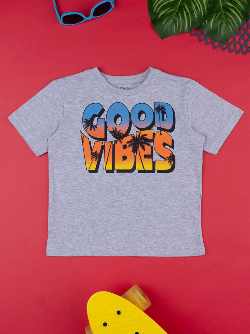 παιδικό t-shirt γκρι good vibes για αγόρι - Prénatal