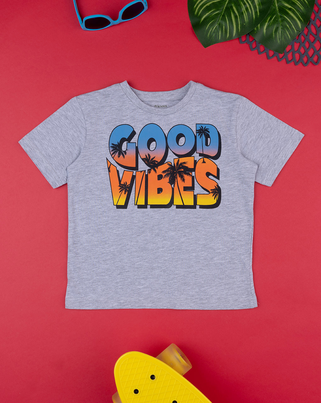 παιδικό t-shirt γκρι good vibes για αγόρι