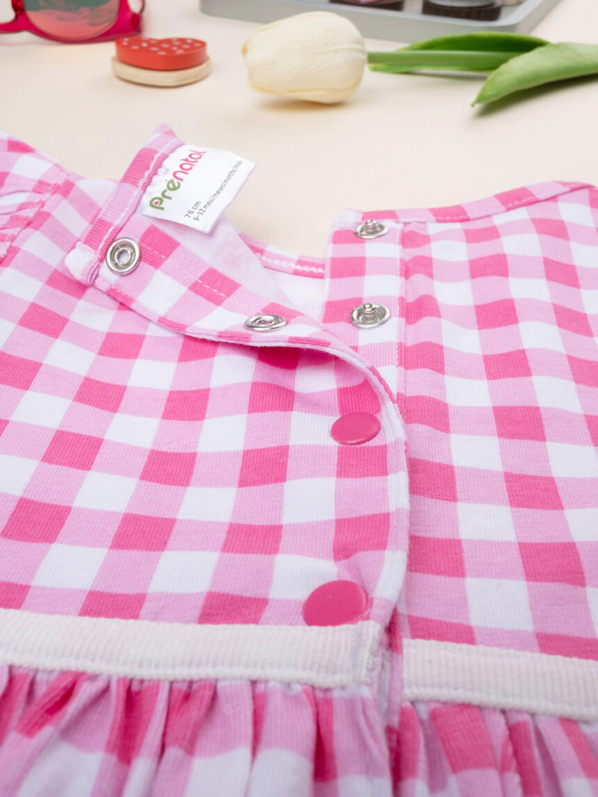βρεφικό φόρεμα καρό ροζ/λευκό για κορίτσι - Prénatal