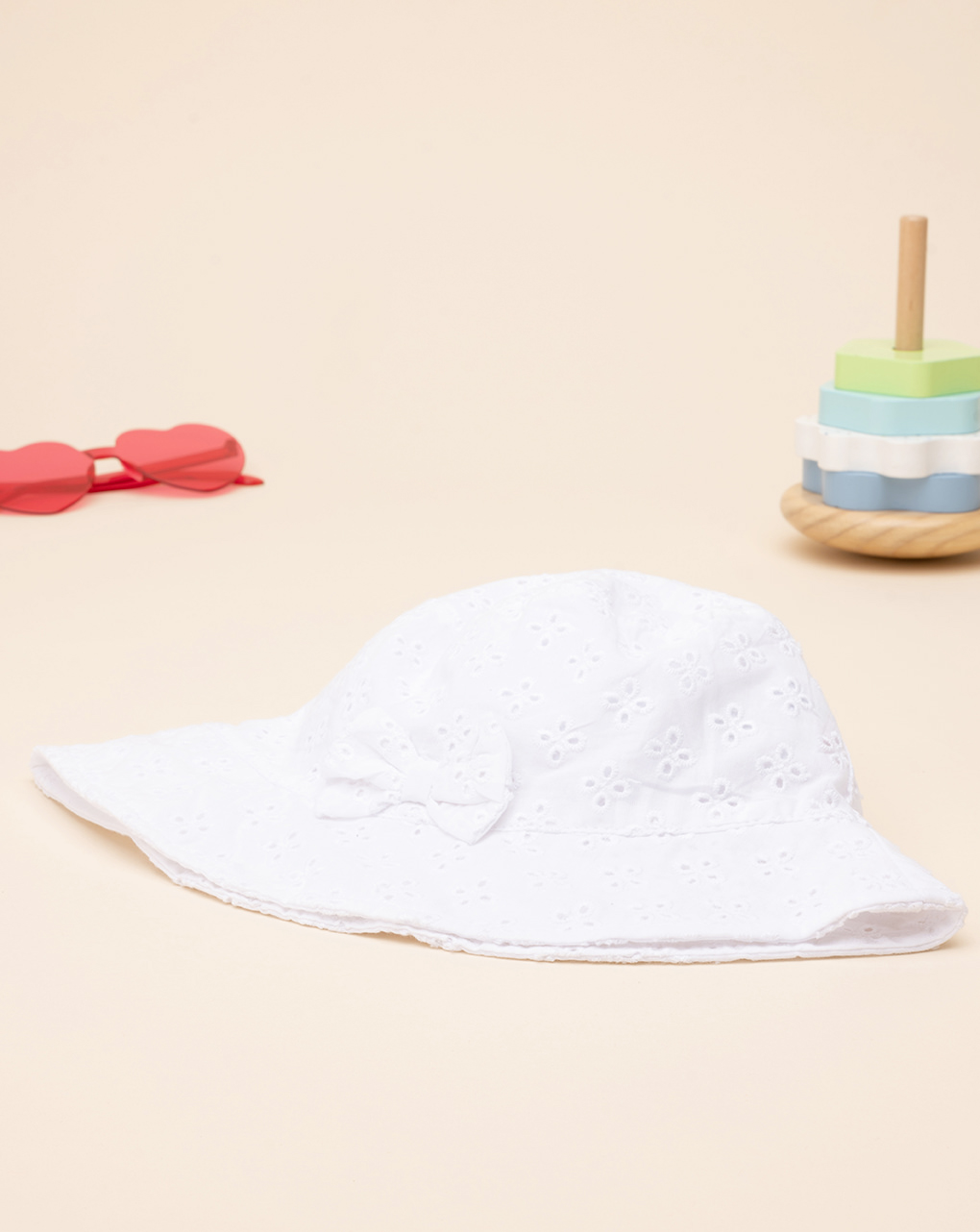 παιδικό καπέλο λευκό με δαντέλα για κορίτσι - Prénatal