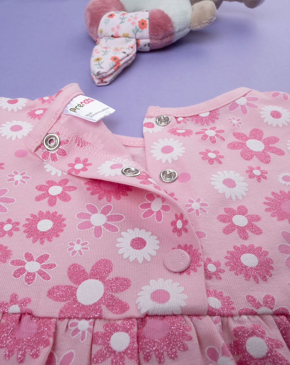 βρεφικό φόρεμα ροζ με λουλούδια για κορίτσι - Prénatal