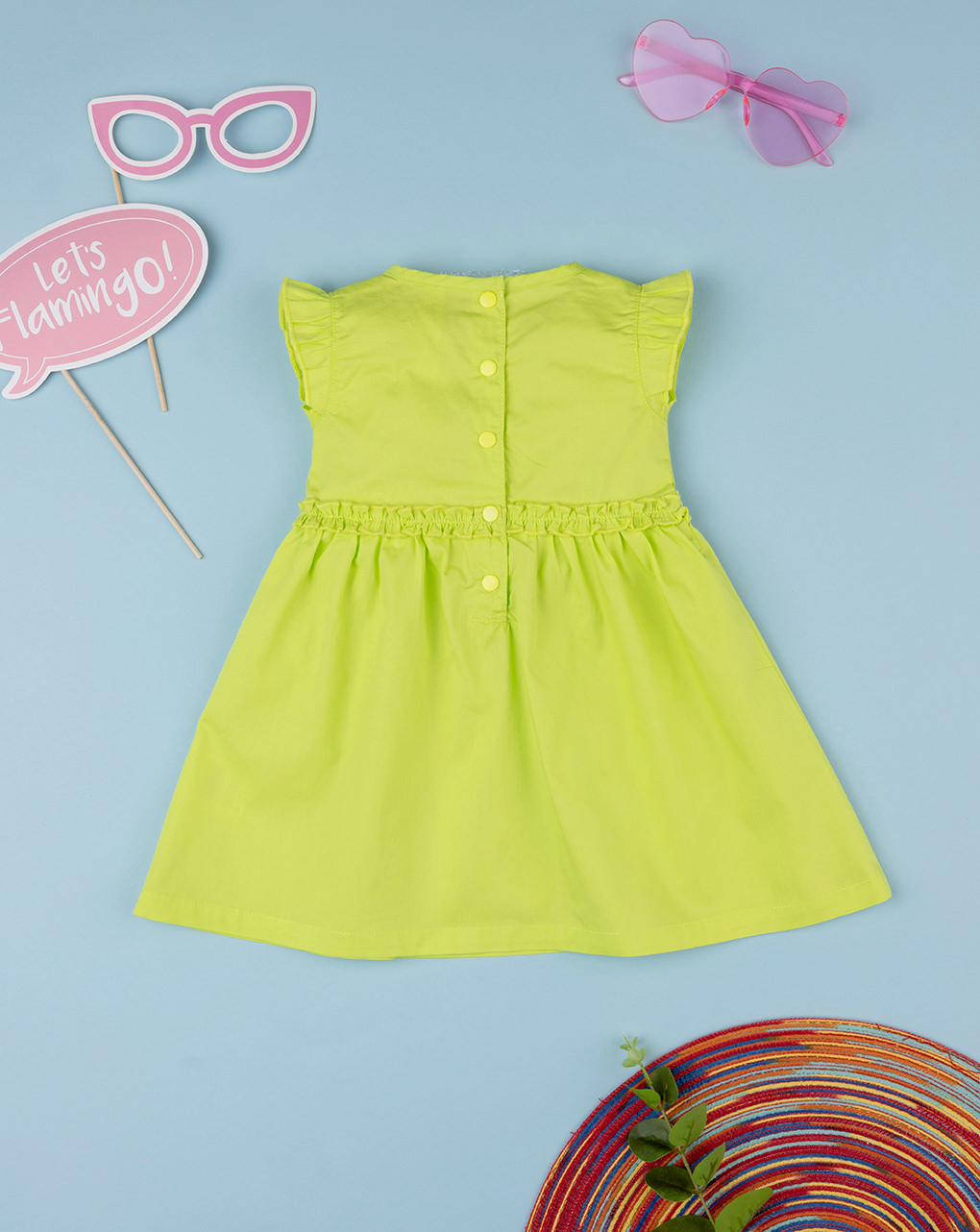 βρεφικό φόρεμα πράσινο ποπλίνα για κορίτσι - Prénatal