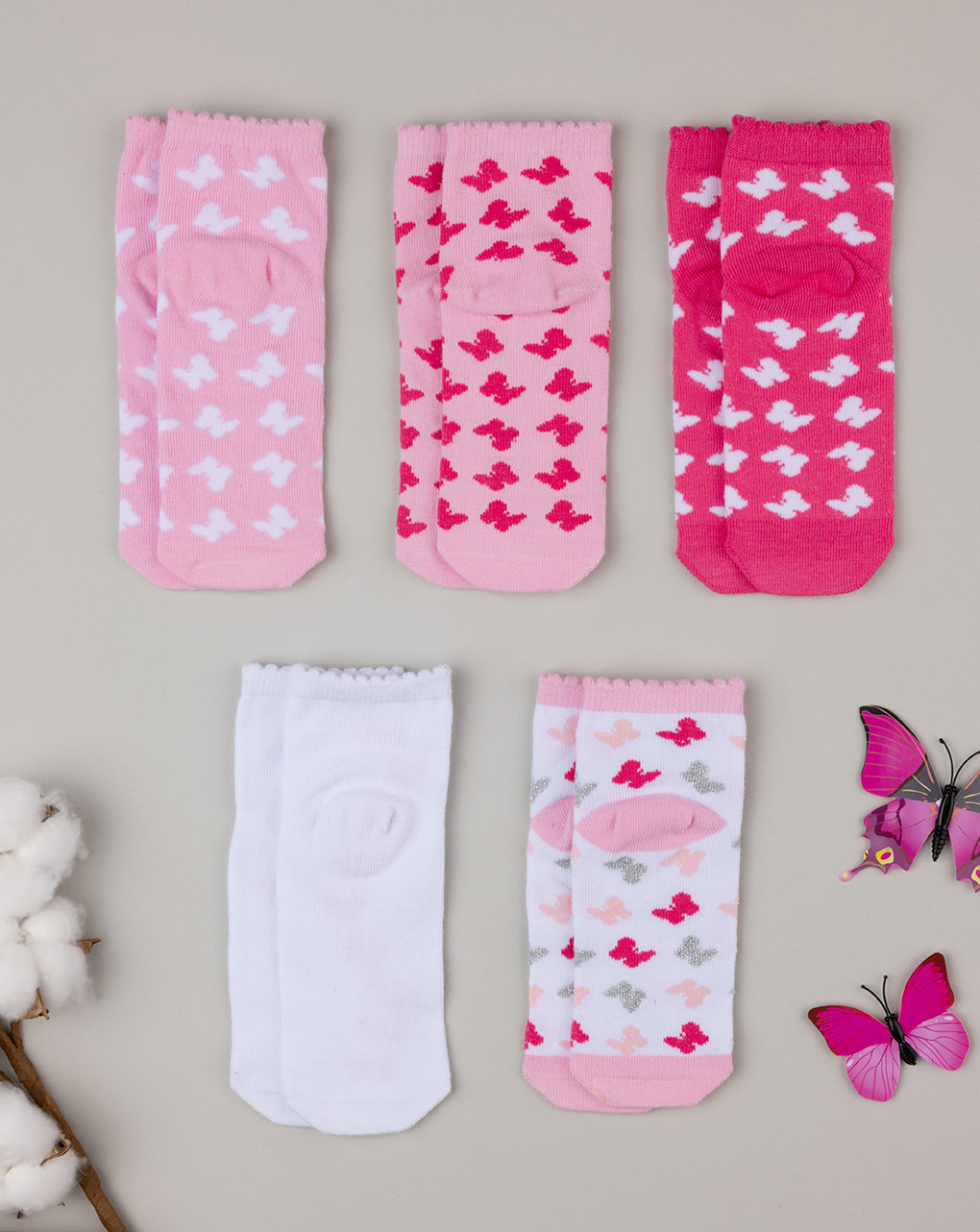 παιδικές κάλτσες πακέτο x5 με πεταλούδες για κορίτσι - Prénatal