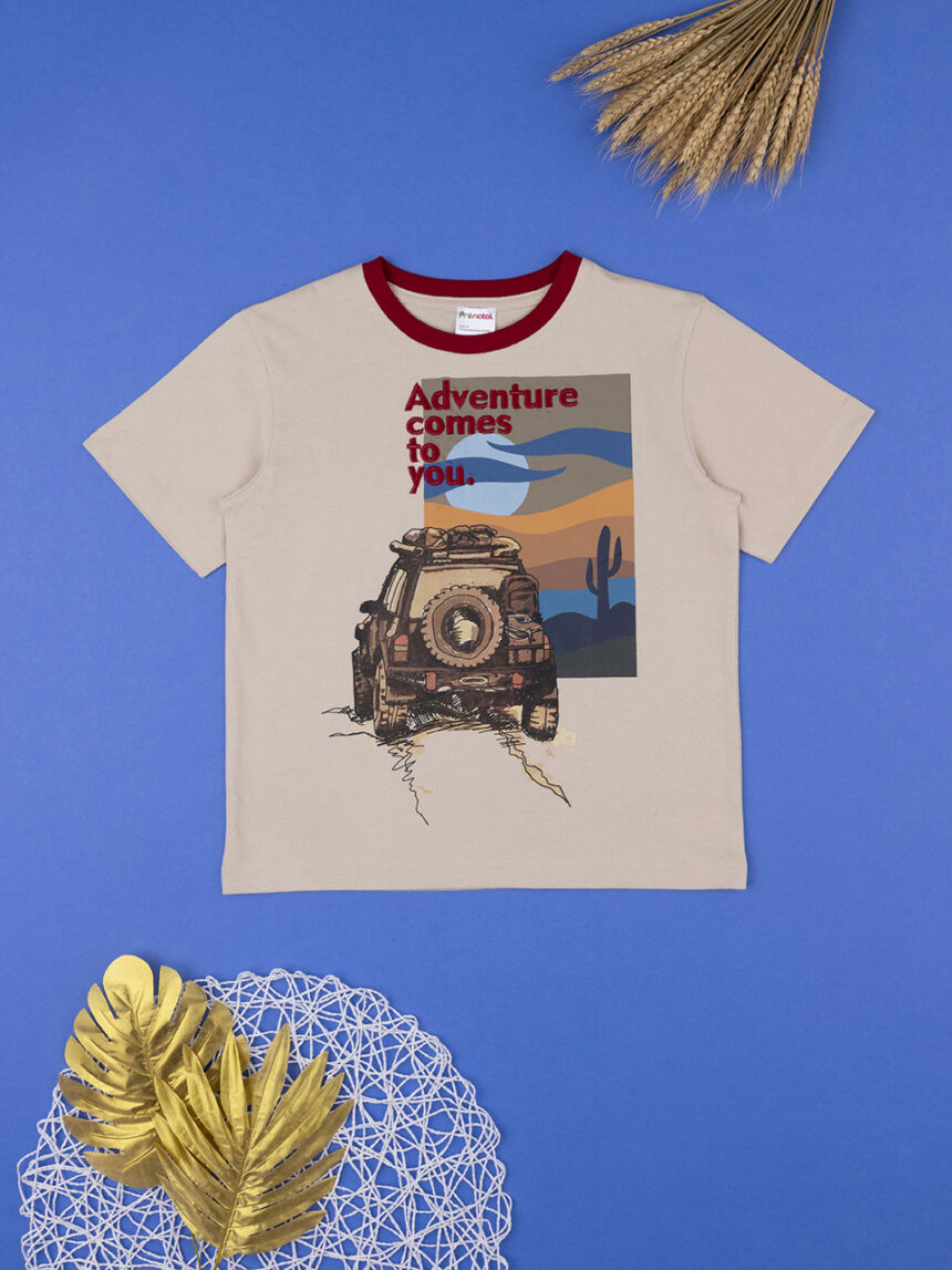 παιδικό t-shirt μπεζ adventure για αγόρι - Prénatal