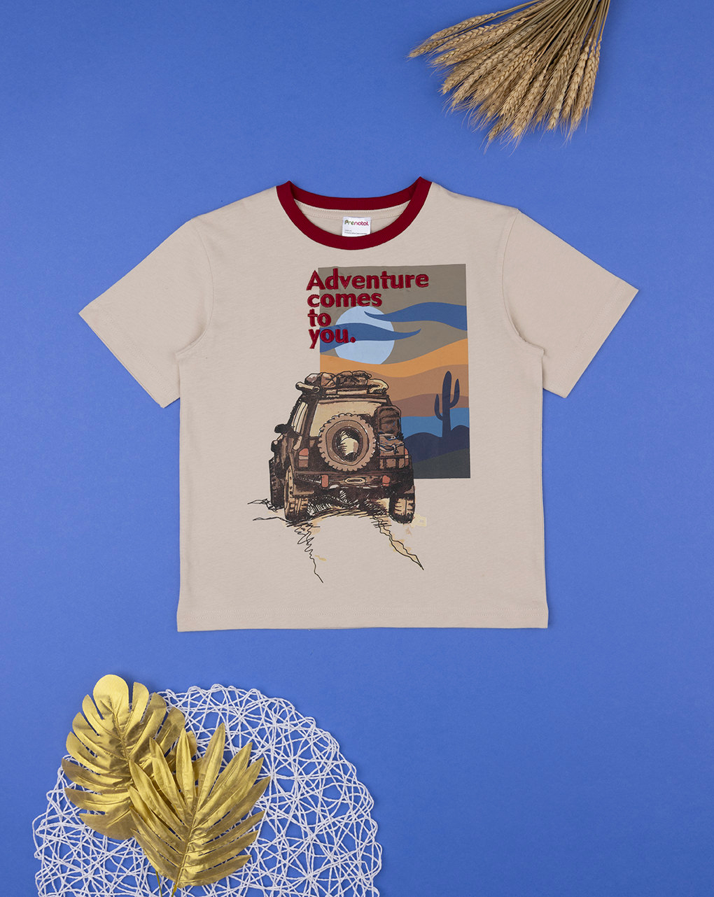 παιδικό t-shirt μπεζ adventure για αγόρι