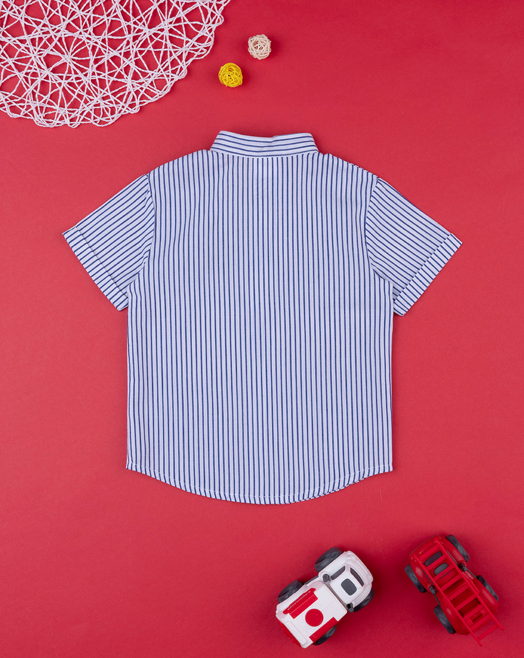 βρεφικό πουκάμισο ριγέ μπλε/λευκό για αγόρι - Prénatal