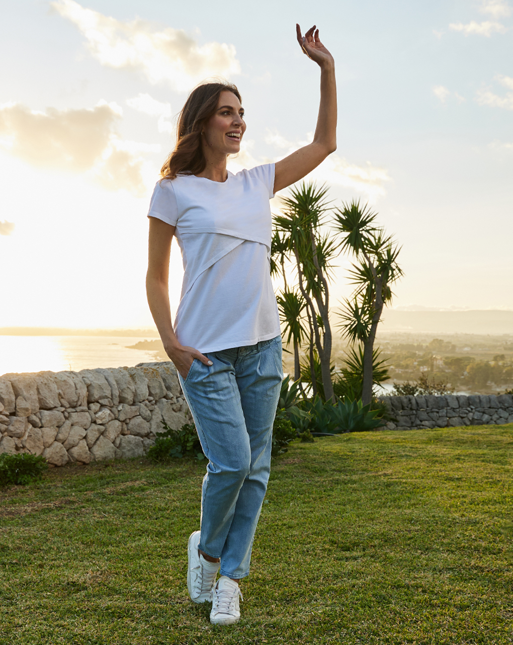 γυναικείο t-shirt εγκυμοσύνης/θηλασμού λευκό - Prénatal