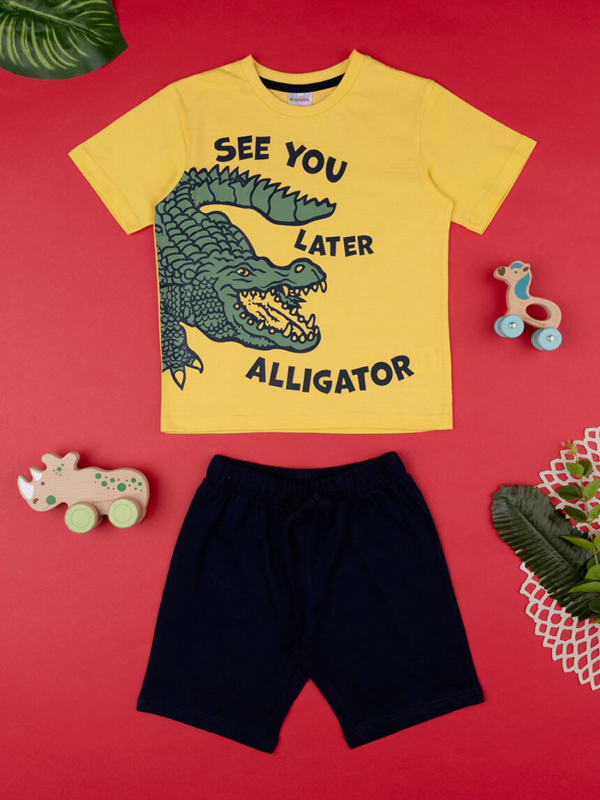 παιδικό σετ t-shirt και σορτσάκι με κροκόδειλο για αγόρι - Prénatal