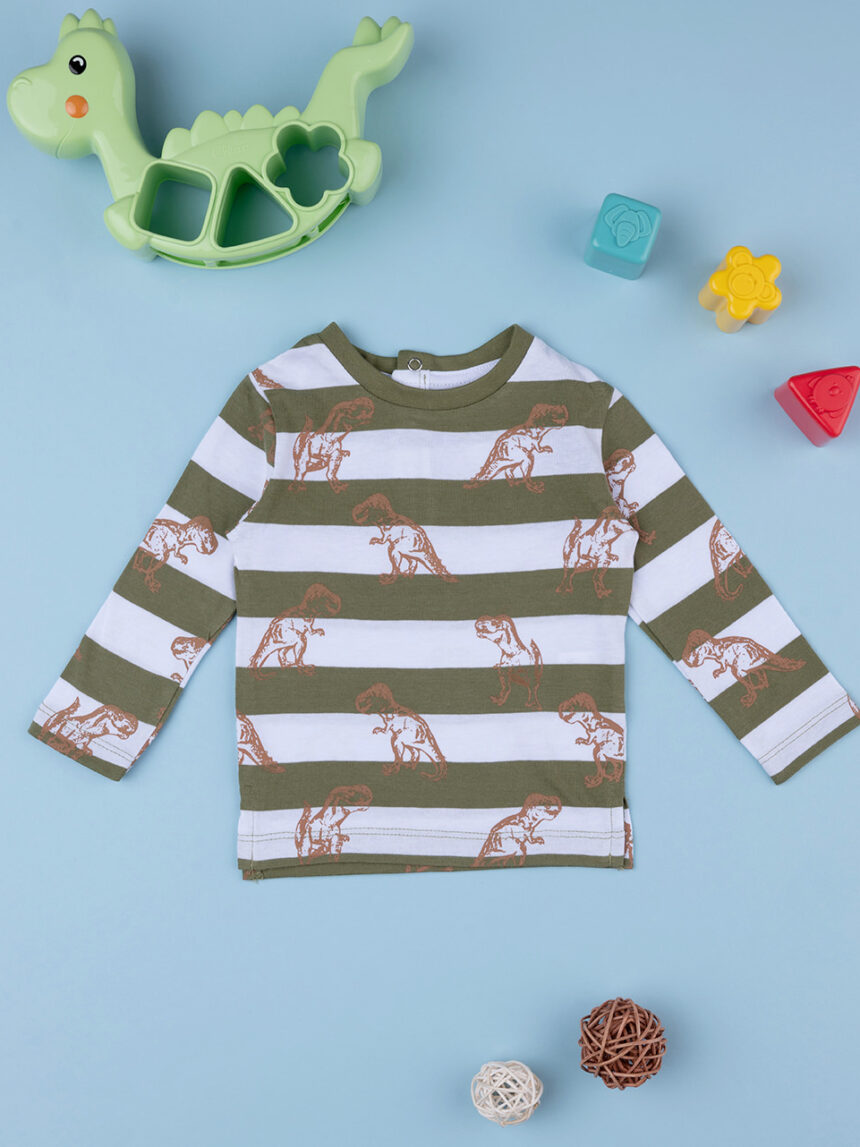 βρεφική μπλούζα ριγέ με δεινόσαυρους για αγόρι - Prénatal