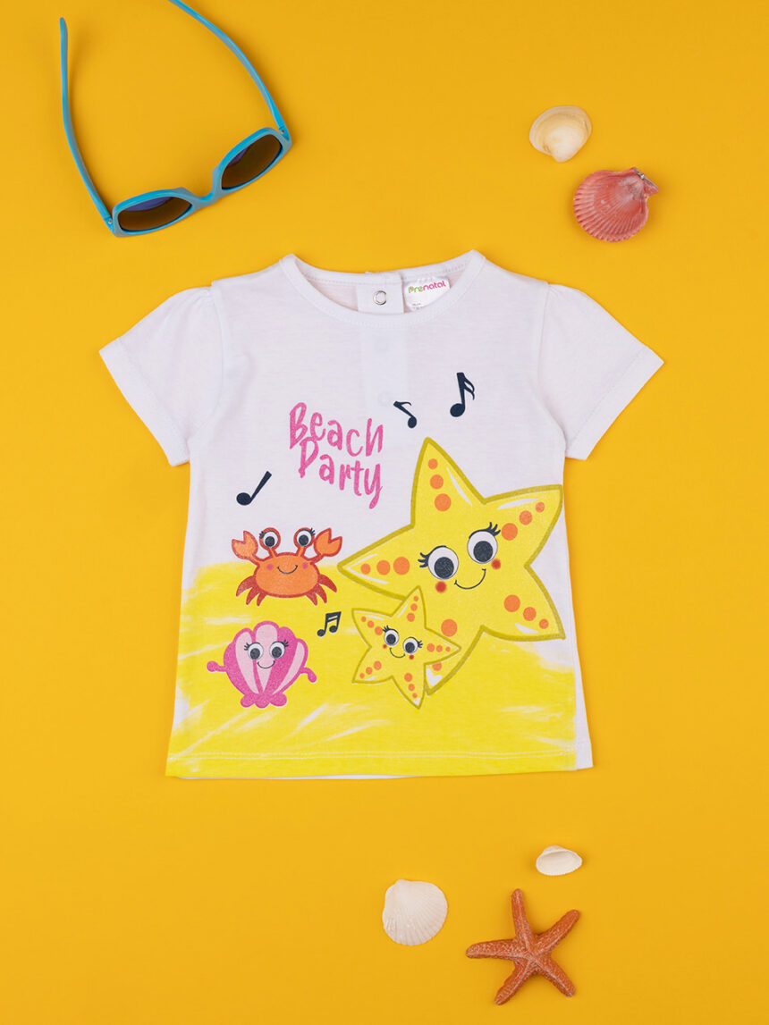 βρεφικό t-shirt λευκό beach party για κορίτσι - Prénatal