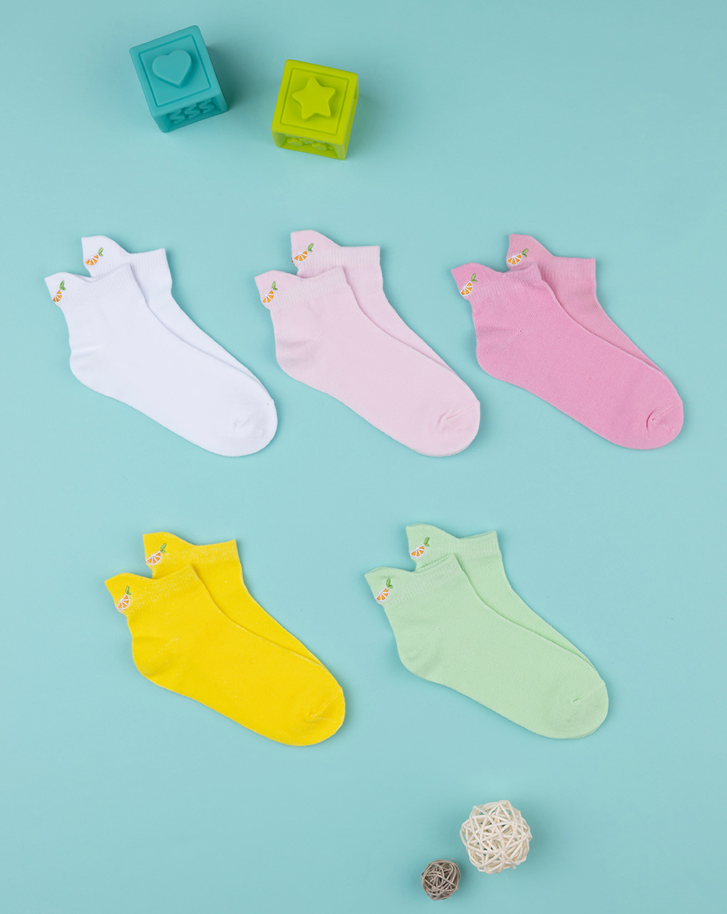 παιδικές κάλτσες με φρούτα πακέτο x5 για κορίτσι - Prénatal