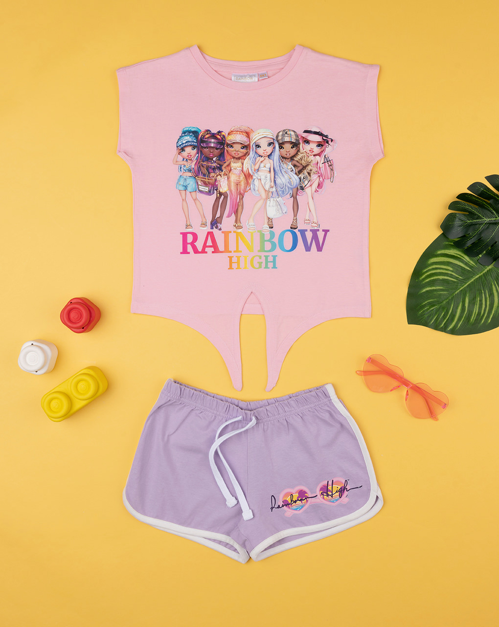 παιδικό σετ t-shirt και σορτσάκι rainbow high για κορίτσι