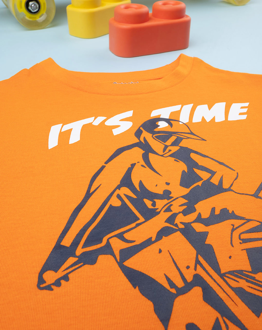 παιδικό t-shirt πορτοκαλί με μηχανή για αγόρι - Prénatal