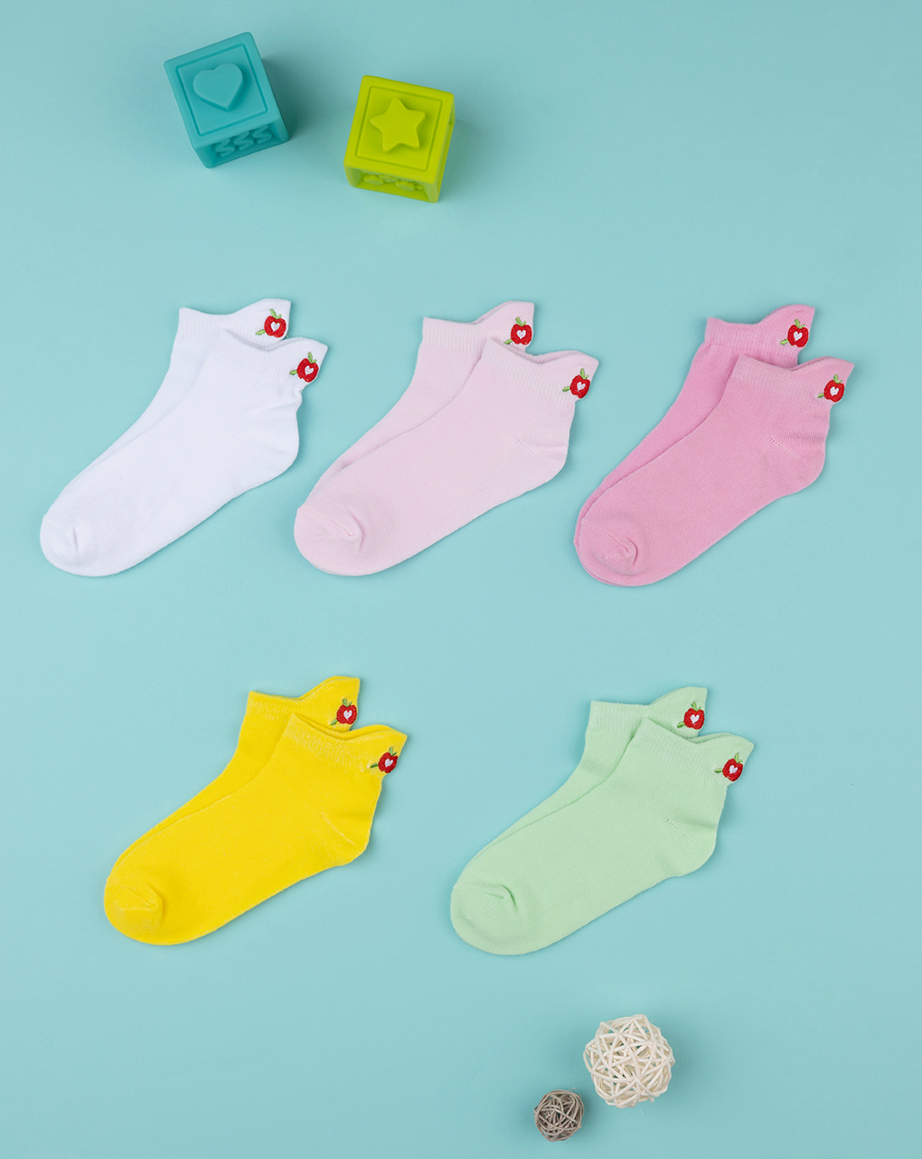 παιδικές κάλτσες με φρούτα πακέτο x5 για κορίτσι - Prénatal