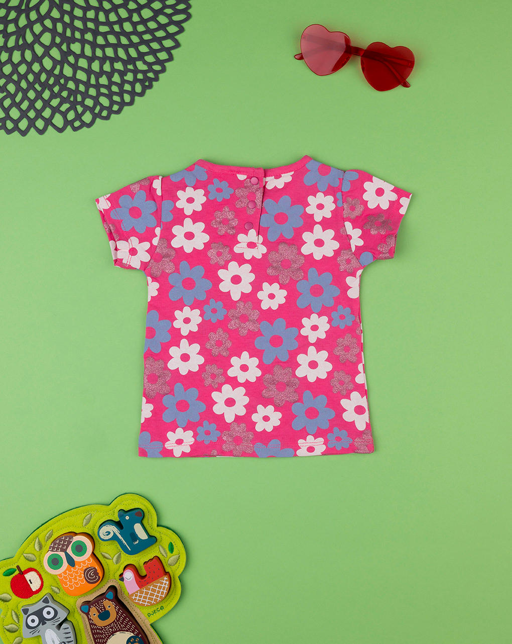 βρεφικό t-shirt φούξια φλοράλ για κορίτσι - Prénatal