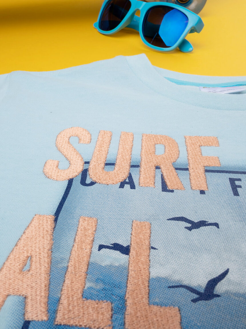 παιδικό t-shirt γαλάζιο surf all day για αγόρι - Prénatal