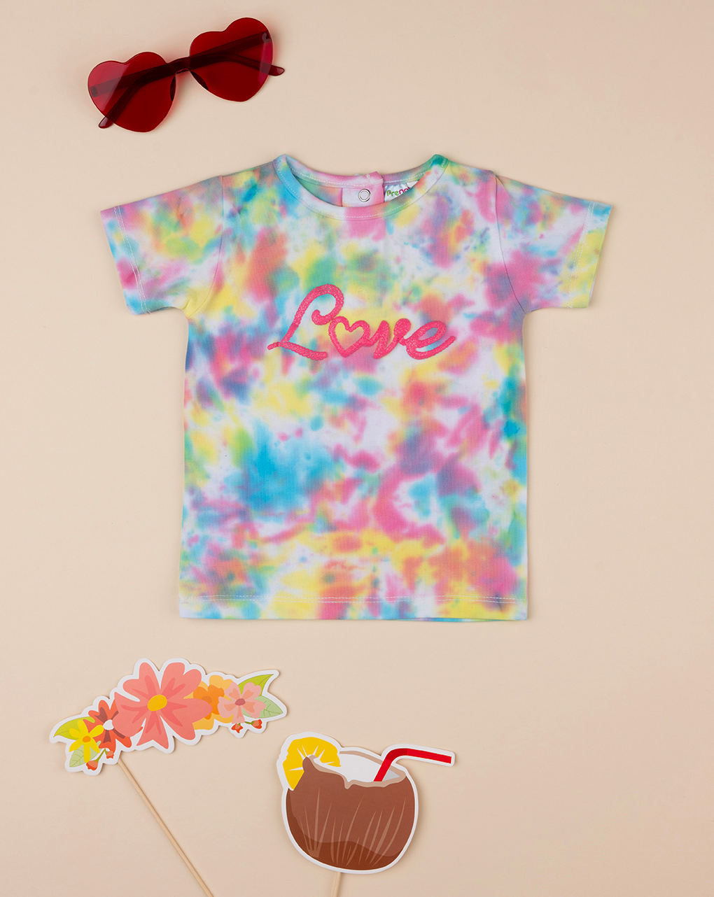 βρεφικό t-shirt tie&dye πολύχρωμο love για κορίτσι - Prénatal