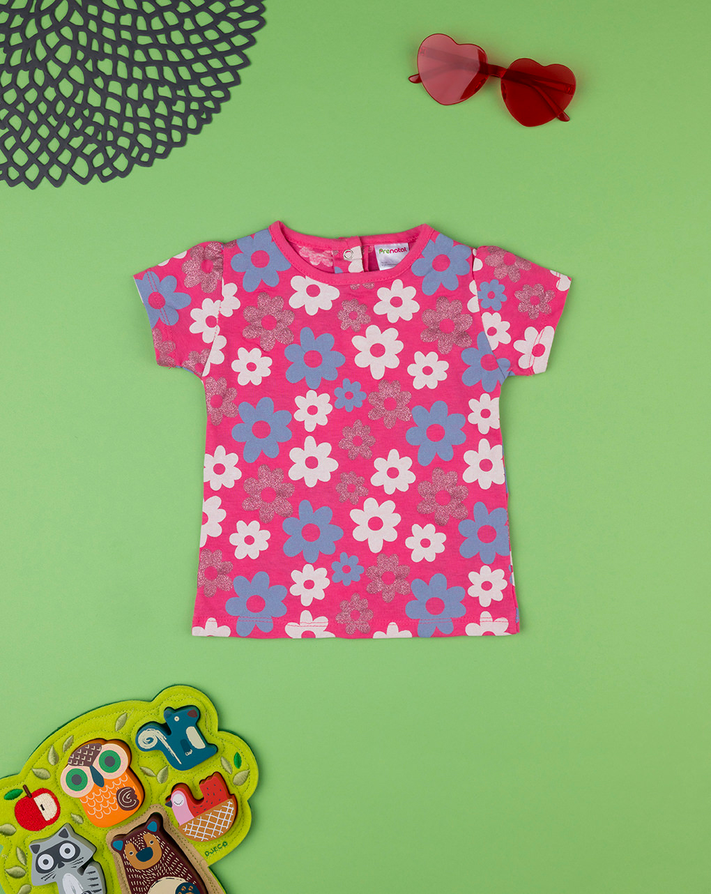 βρεφικό t-shirt φούξια φλοράλ για κορίτσι