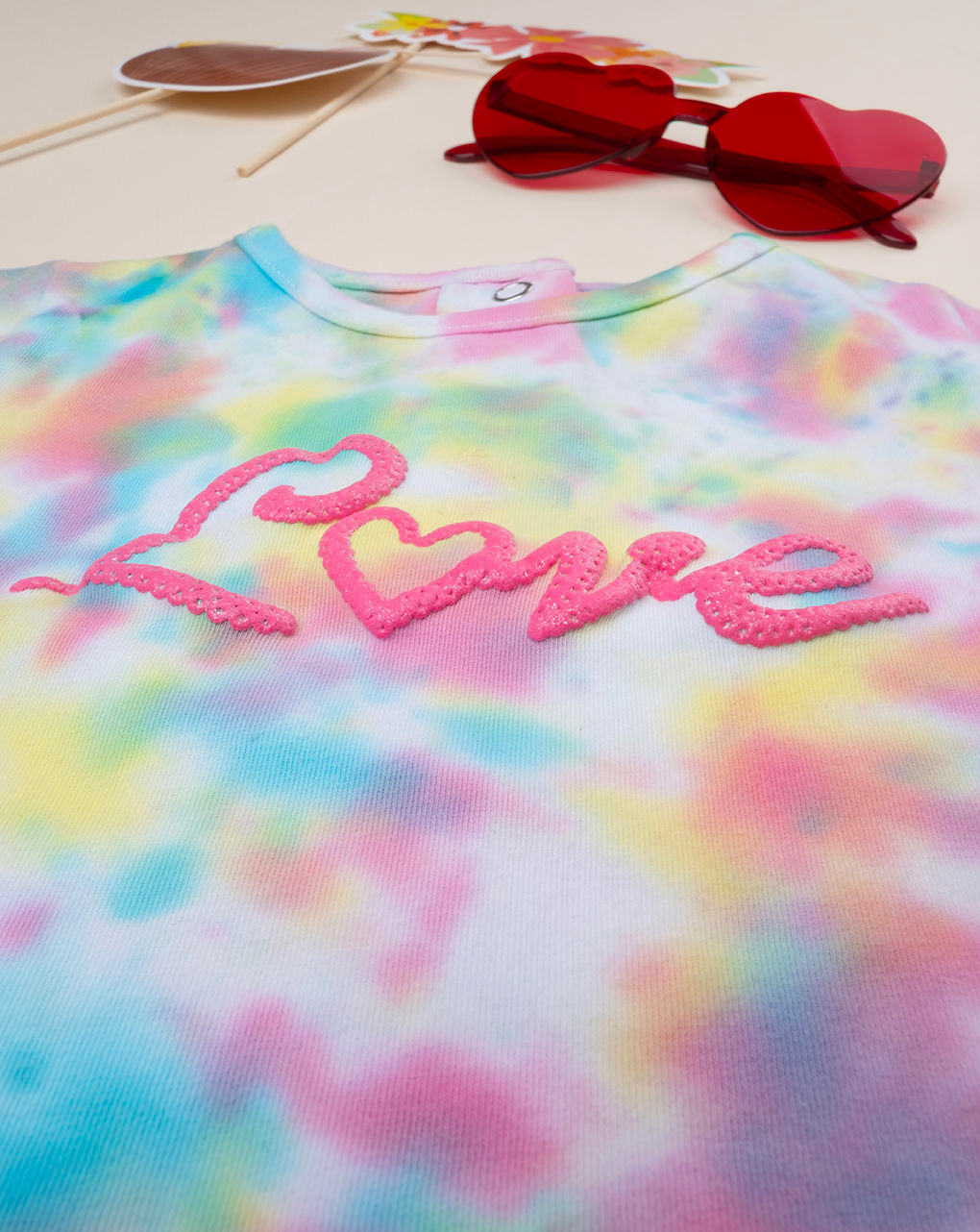 βρεφικό t-shirt tie&dye πολύχρωμο love για κορίτσι - Prénatal